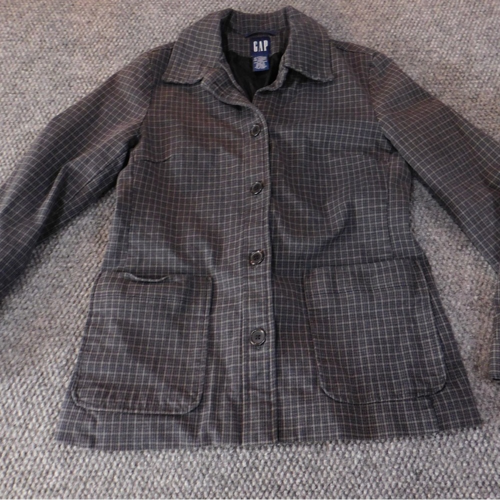 GAP Women's Gray Checkered Utility Jacket Size 6